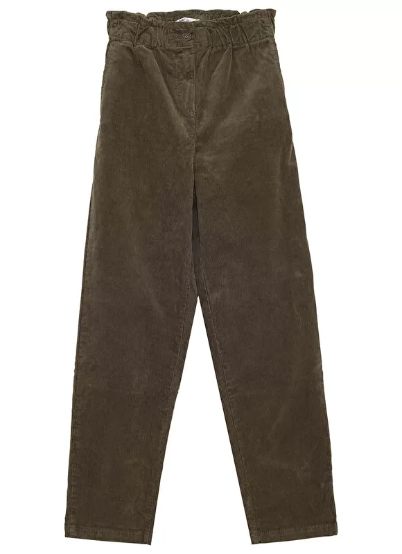 Sale Sud Express Pantalon En Velours Cotele, Coupe Carotte Kaki Parah