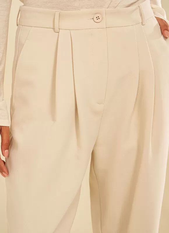 Cheap Sud Express Pantalon Tailleur Taille Haute Creme Pasalta