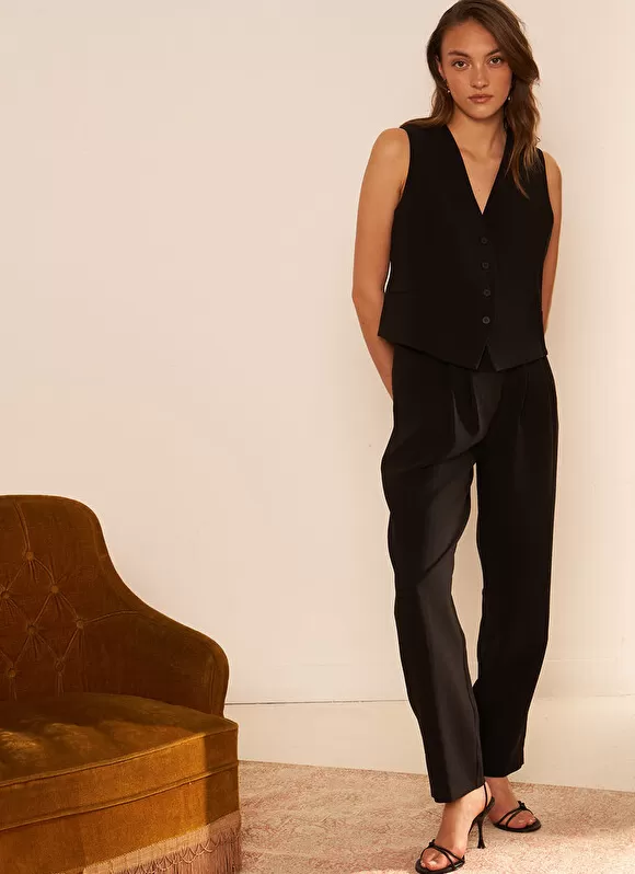 Discount Sud Express Pantalon Tailleur Taille Haute Noir Pasalta