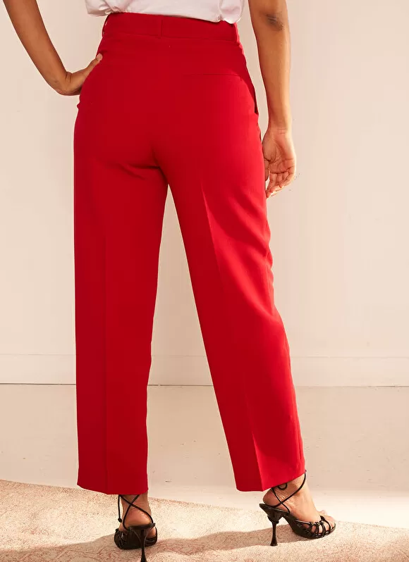Outlet Sud Express Pantalon Tailleur Taille Haute Rouge Pasalta