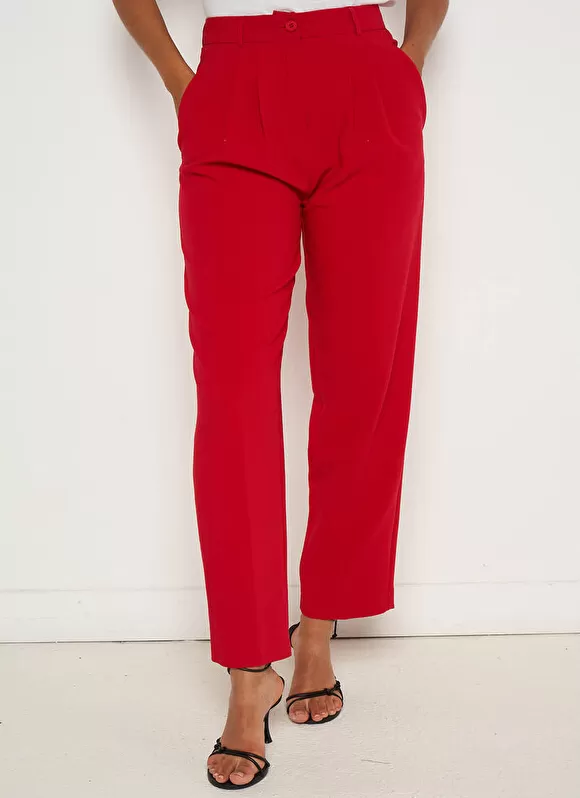 Outlet Sud Express Pantalon Tailleur Taille Haute Rouge Pasalta