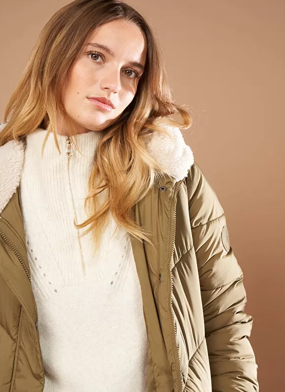 New Sud Express Parka A Capuche Manches Longues Olive Veilana