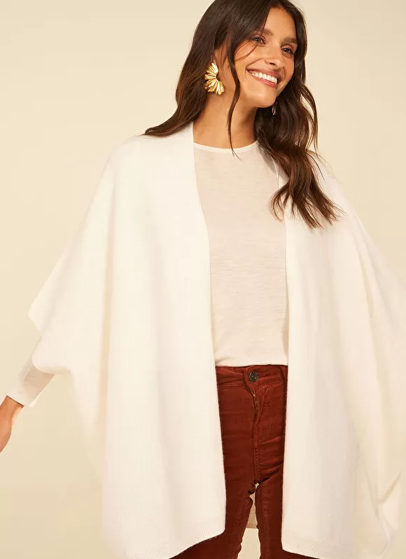 Cheap Sud Express Poncho Long Et Ouvert Pur Cachemire Milk Gwenaelle