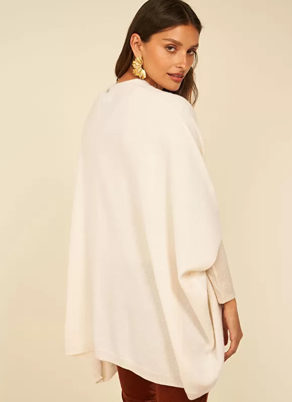 Cheap Sud Express Poncho Long Et Ouvert Pur Cachemire Milk Gwenaelle