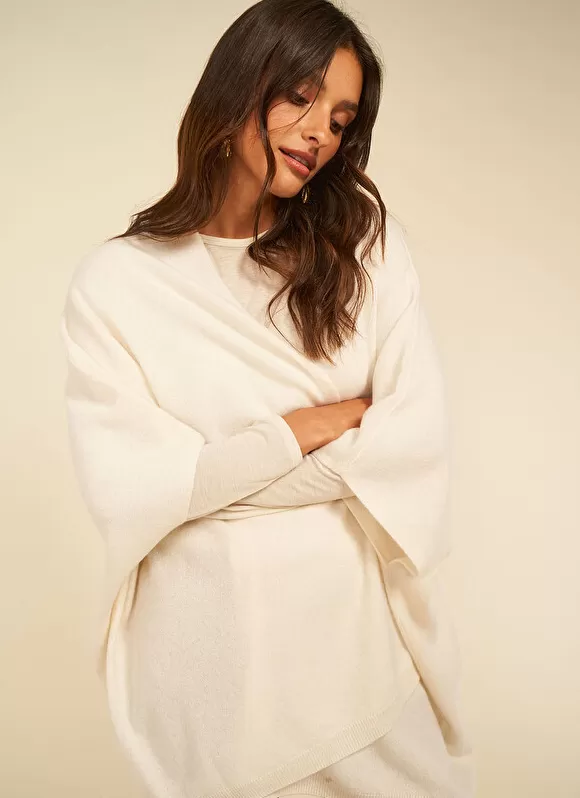 Cheap Sud Express Poncho Long Et Ouvert Pur Cachemire Milk Gwenaelle