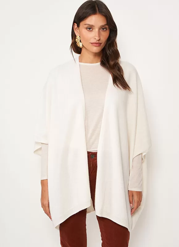 Cheap Sud Express Poncho Long Et Ouvert Pur Cachemire Milk Gwenaelle
