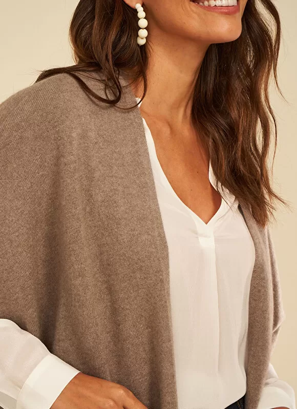 Best Sale Sud Express Poncho Long Et Ouvert Pur Cachemire Vison Gwenaelle