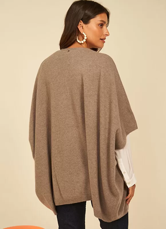Best Sale Sud Express Poncho Long Et Ouvert Pur Cachemire Vison Gwenaelle