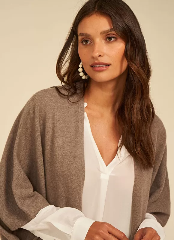 Best Sale Sud Express Poncho Long Et Ouvert Pur Cachemire Vison Gwenaelle