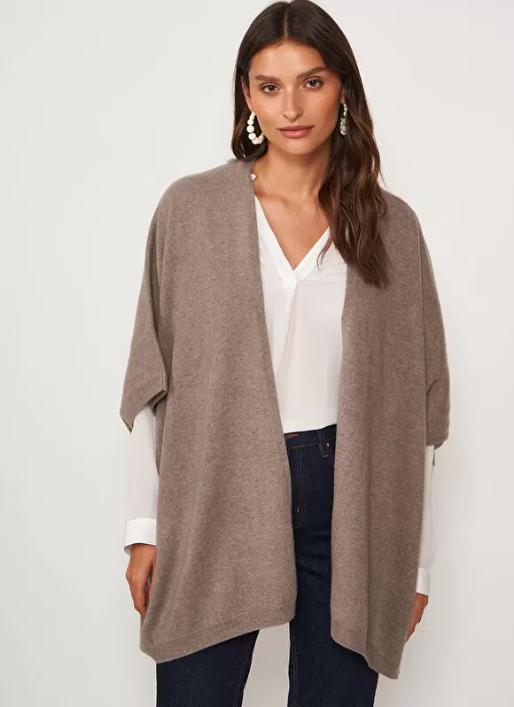 Best Sale Sud Express Poncho Long Et Ouvert Pur Cachemire Vison Gwenaelle