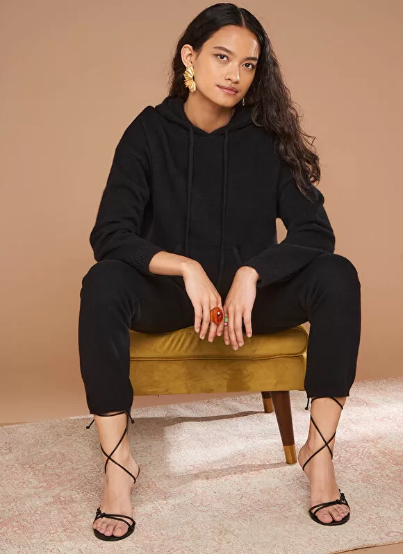 Sale Sud Express Pull A Capuche En Cachemire Epais Noir Mabebe