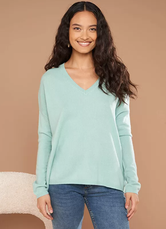 Best Sud Express Pull Au Volume Oversize Et A Manches Longues Pres Du Corps Aqua Monjoe