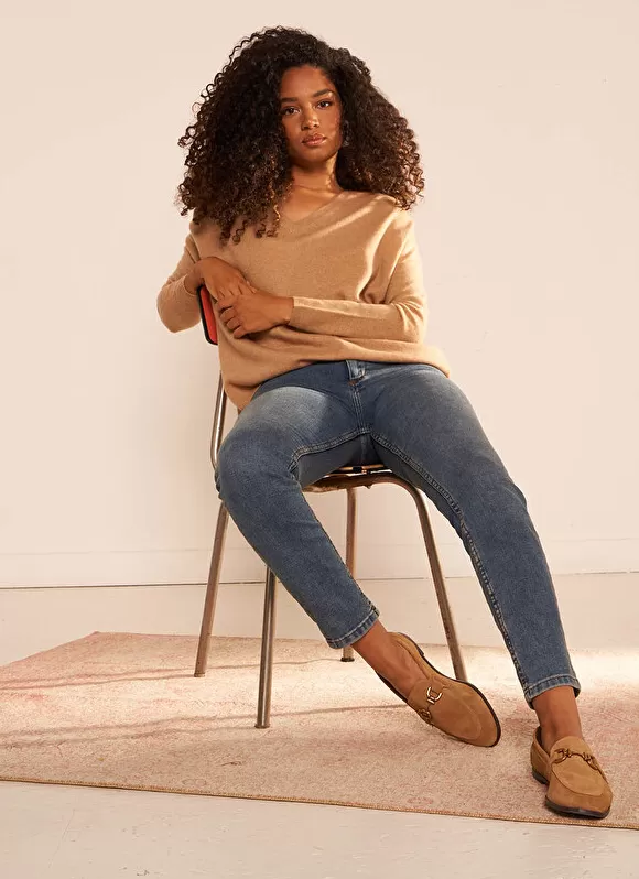 Cheap Sud Express Pull Au Volume Oversize Et A Manches Longues Pres Du Corps Camel Monjoe