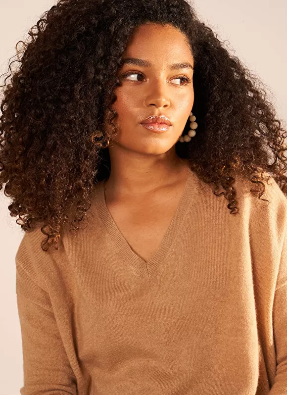 Cheap Sud Express Pull Au Volume Oversize Et A Manches Longues Pres Du Corps Camel Monjoe