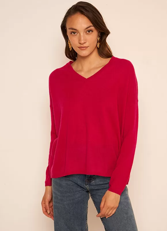 Cheap Sud Express Pull Au Volume Oversize Et A Manches Longues Pres Du Corps Framboise Monjoe