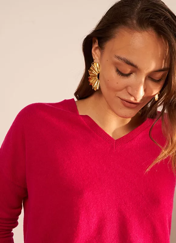 Cheap Sud Express Pull Au Volume Oversize Et A Manches Longues Pres Du Corps Framboise Monjoe