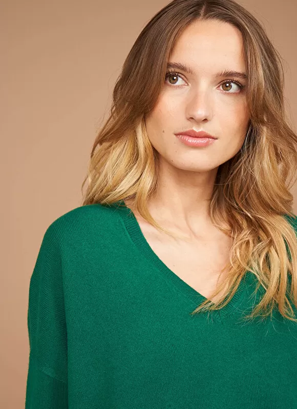 Sale Sud Express Pull Au Volume Oversize Et A Manches Longues Pres Du Corps Green Monjoe