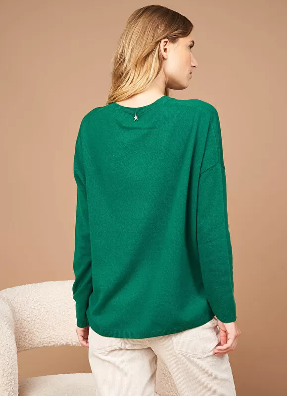 Sale Sud Express Pull Au Volume Oversize Et A Manches Longues Pres Du Corps Green Monjoe