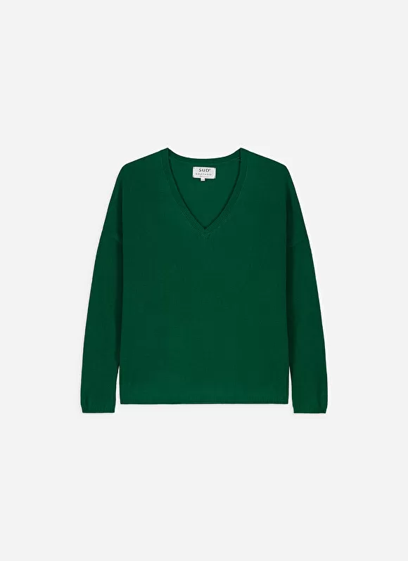 Sale Sud Express Pull Au Volume Oversize Et A Manches Longues Pres Du Corps Green Monjoe