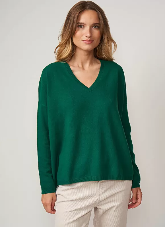 Sale Sud Express Pull Au Volume Oversize Et A Manches Longues Pres Du Corps Green Monjoe