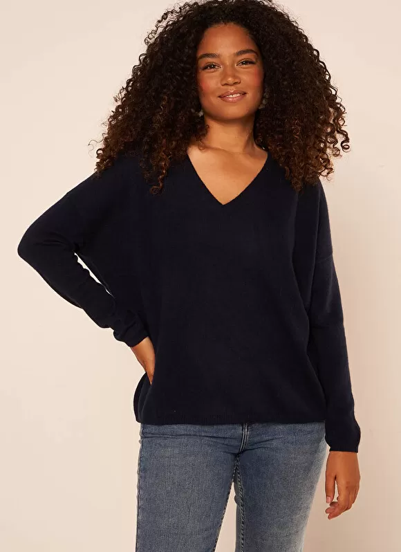 Cheap Sud Express Pull Au Volume Oversize Et A Manches Longues Pres Du Corps Marine Monjoe