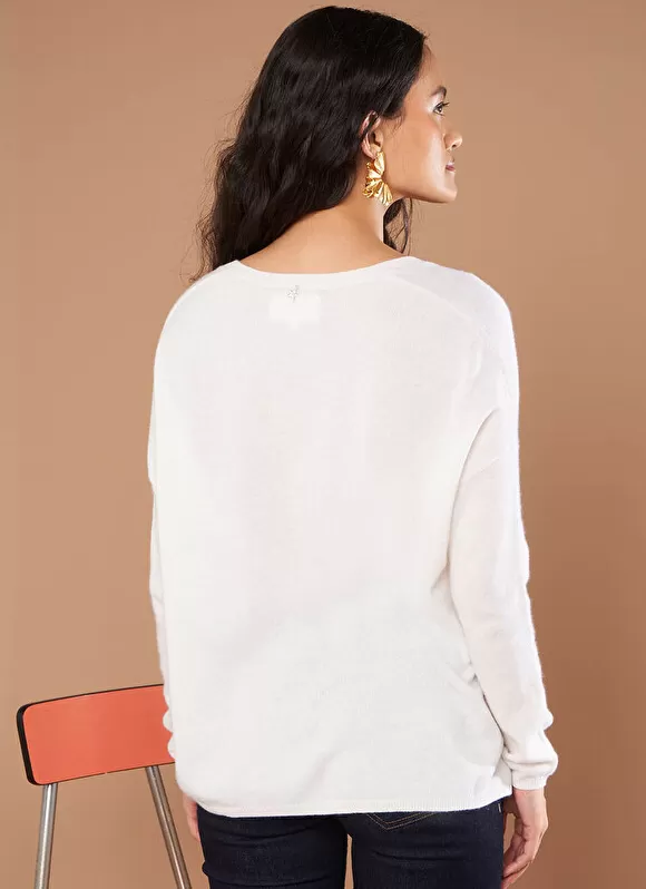 Discount Sud Express Pull Au Volume Oversize Et A Manches Longues Pres Du Corps Milk Monjoe