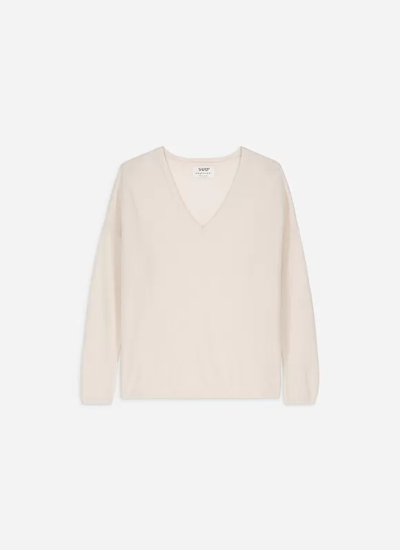 Discount Sud Express Pull Au Volume Oversize Et A Manches Longues Pres Du Corps Milk Monjoe