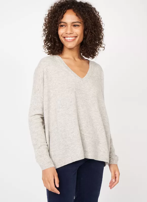 New Sud Express Pull Au Volume Oversize Et A Manches Longues Pres Du Corps Perle Chine Monjoe