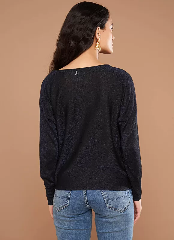 Discount Sud Express Pull Col Bateau A Manches Longues Marine Macarena