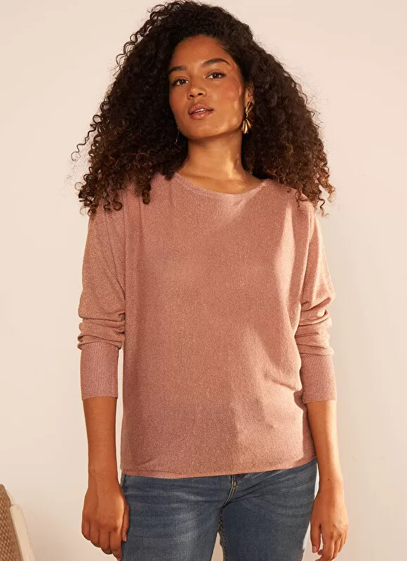 Shop Sud Express Pull Col Bateau A Manches Longues Poudre Macarena