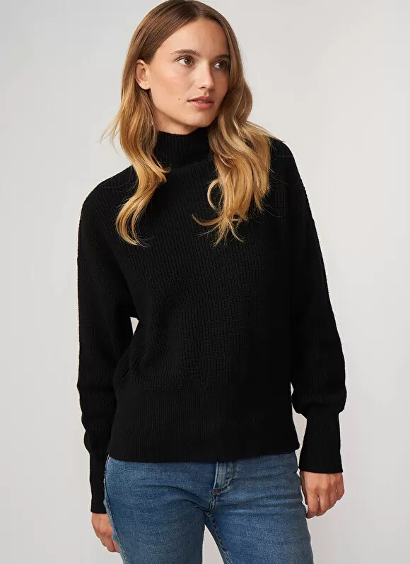 Cheap Sud Express Pull Col Montant A Cotes, Volume Large Noir Maemi