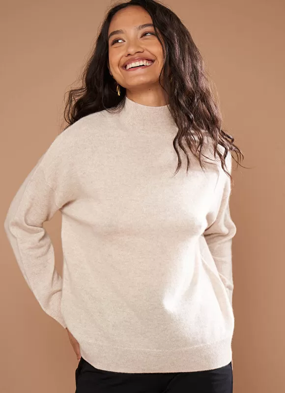 Store Sud Express Pull Col Montant En Cachemire Beige Chine Myangela