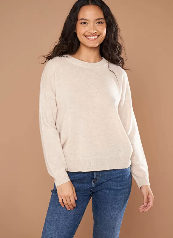 Online Sud Express Pull Col Rond 100% Cachemire Beige Chine Mapoue