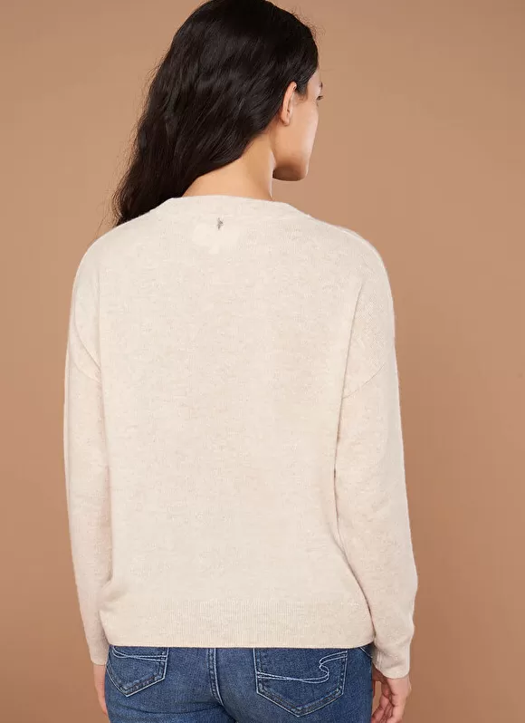 Online Sud Express Pull Col Rond 100% Cachemire Beige Chine Mapoue