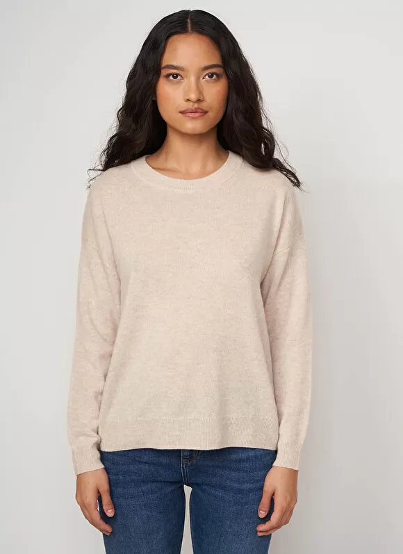 Online Sud Express Pull Col Rond 100% Cachemire Beige Chine Mapoue