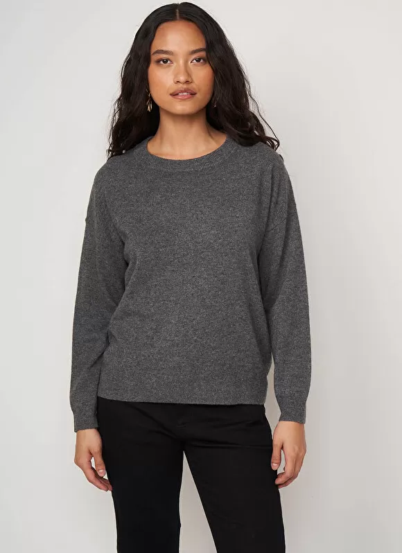 Outlet Sud Express Pull Col Rond 100% Cachemire Gris Chine Mapoue