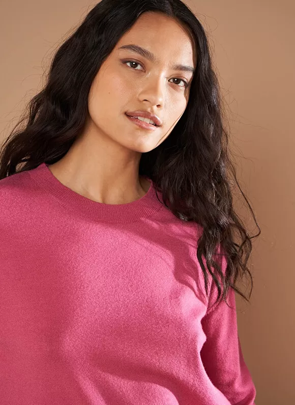 Store Sud Express Pull Col Rond A Maille Douce Vieux Rose Melaniae
