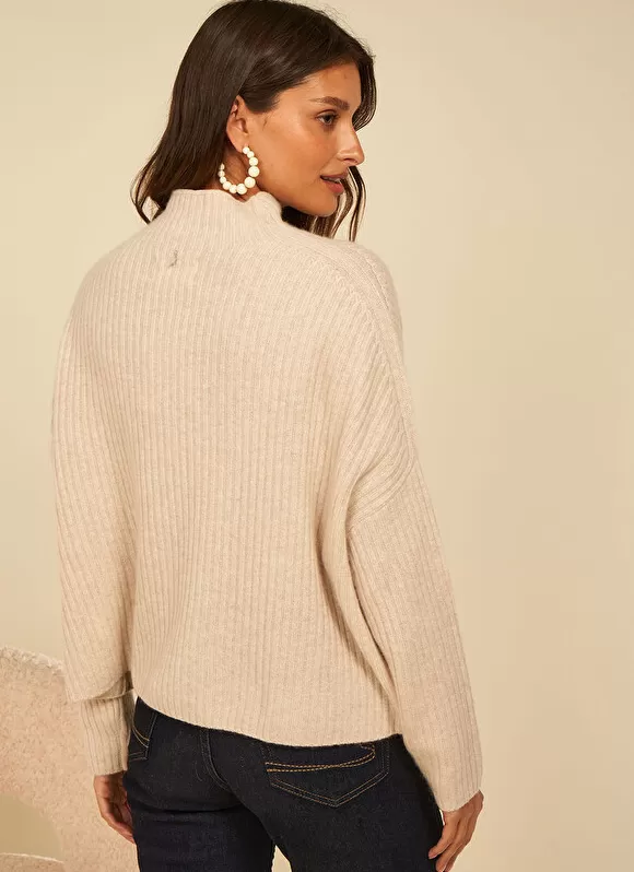 Discount Sud Express Pull Pur Cachemire A Cotes Beige Chine Monetalou