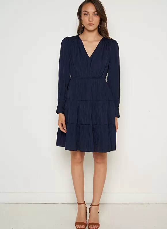 Cheap Sud Express Robe Courte Satin A Encolure V Marine Rascalou