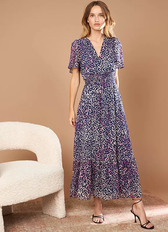Best Sud Express Robe Longue Imprimee A Col V Marine Rouza