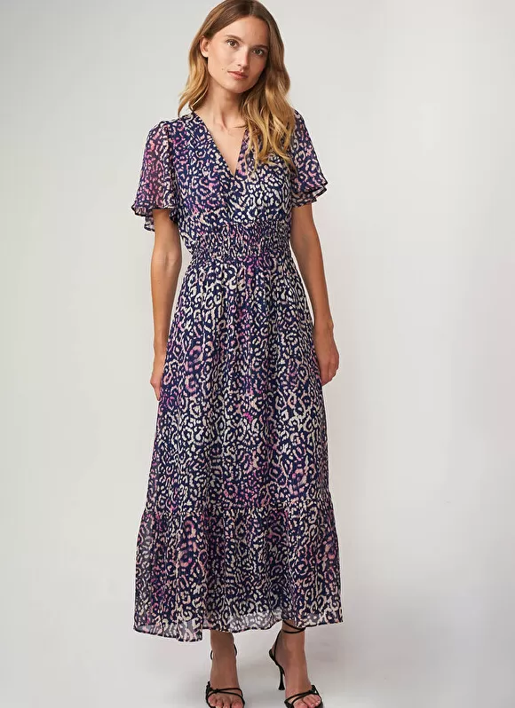 Best Sud Express Robe Longue Imprimee A Col V Marine Rouza