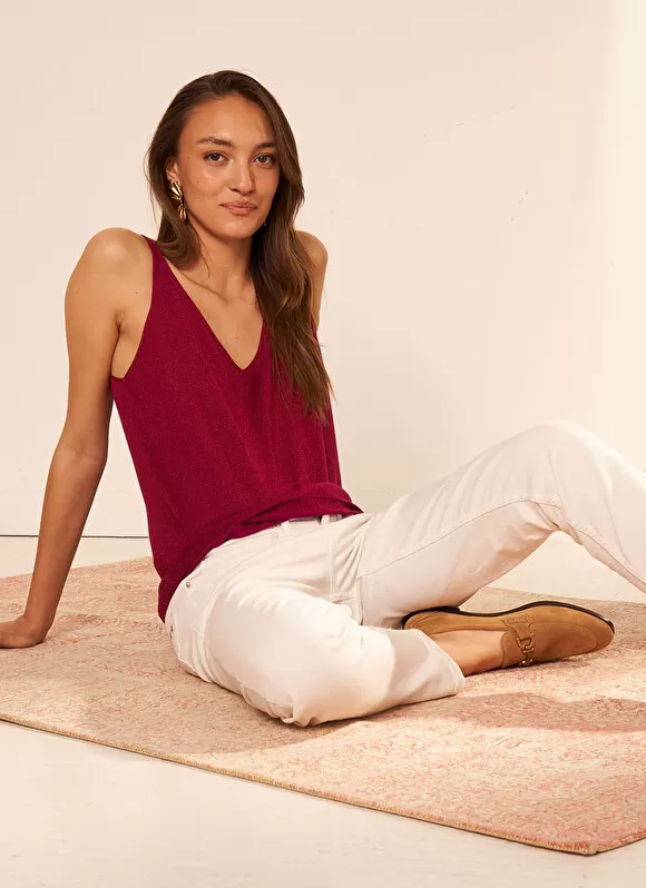 Store Sud Express Top Details Maille Scintillante Framboise Demoiselles