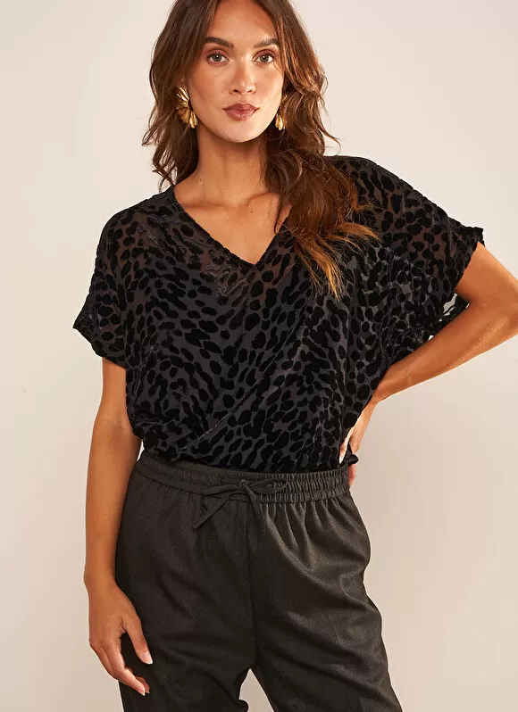 Store Sud Express Top Manches Courtes Imprime Noir Toxana