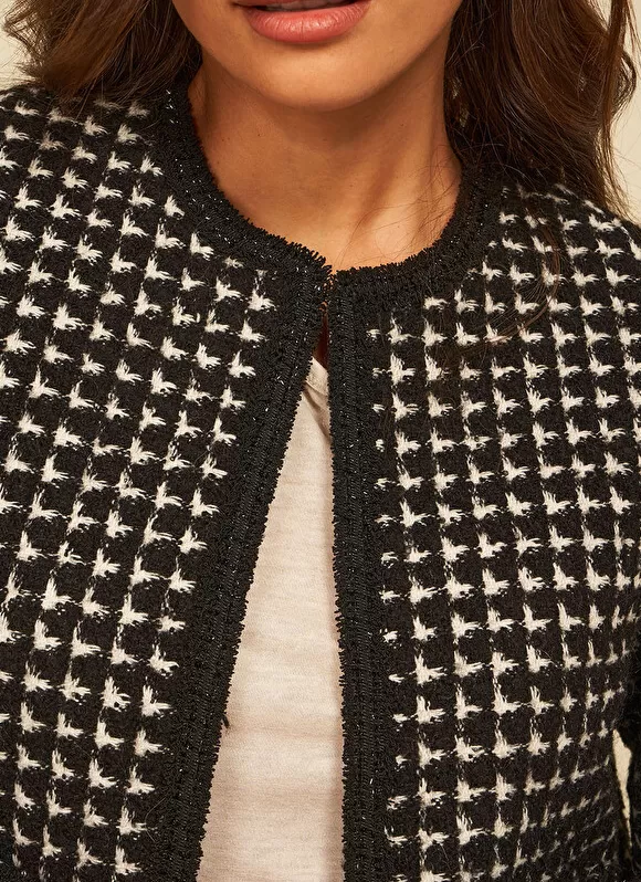 Outlet Sud Express Veste En Tweed Bi Colore Noir Valou