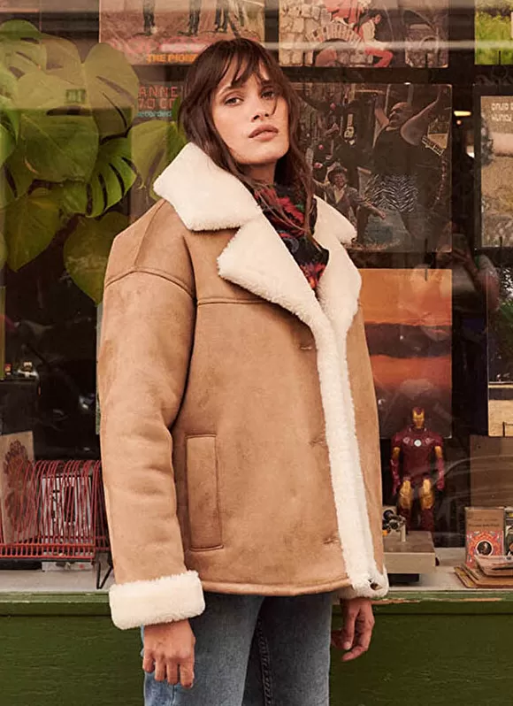 Store Sud Express Veste Fausse Fourrure Camel Marina